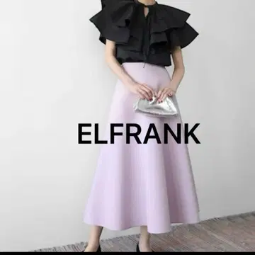 엘프 랭크 본딩 볼륨 플레어 롱 스커트 옅은 핑크 M ELFRANK
