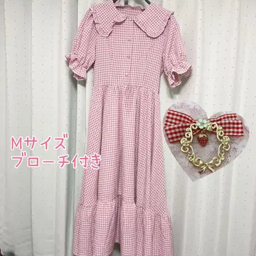핑크 깅엄 체크 원피스 (아오키 미사코 시마무라)