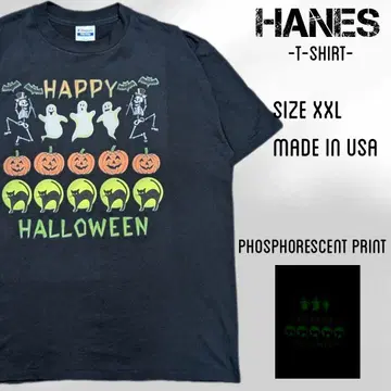 80s USA제 Hanes 헤인즈 티셔츠 반팔 할로윈 XXL 블랙