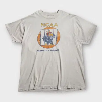 90s 로고 티셔츠 NCAA 페이드 양면 프린트 싱글 스티치