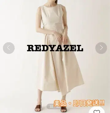REDYAZEL 슬리브리스 롱 원피스 베이지 백 리본 원피스