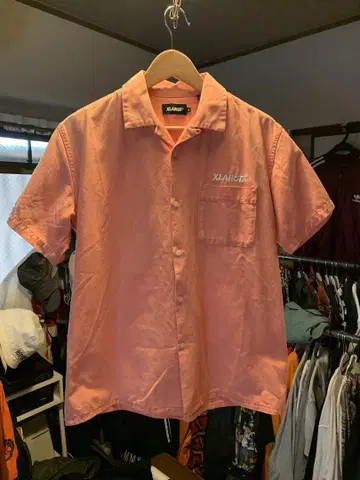 엑스라지 xlarge 반팔 셔츠 로고 자수 오렌지