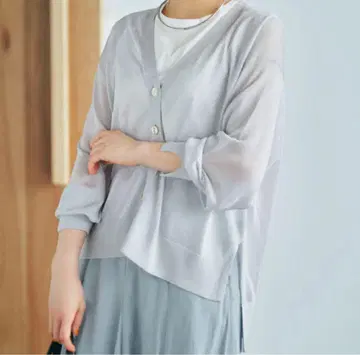 cohina 라메 V 넥 시어 가디건