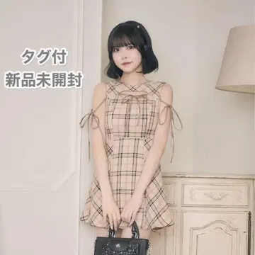 michell 마카롱 프론트 오픈 체크 미니 원피스 루루루
