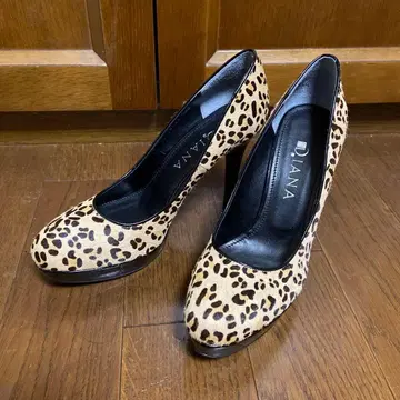 DIANA 핑 힐 펌프스 송치 레오파드 무늬 23.5cm
