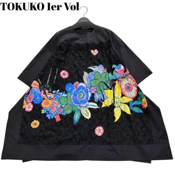 미사용 택 포함 TOKUKO 1er Vol 롱 코트 얇은 소재 컷워크