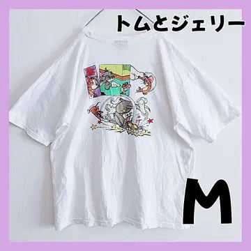 톰과 제리 빅 프린트 반팔 티셔츠 화이트 M 자수