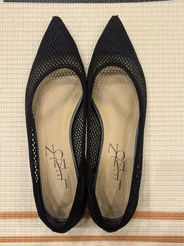 메쉬 스틸레토 펌프스 24 블랙 플랫 루타론/24cm