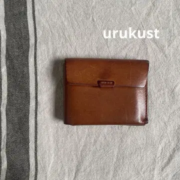 Urukust 브라운 두겹 지갑 미니 지갑 사각 가죽 지갑