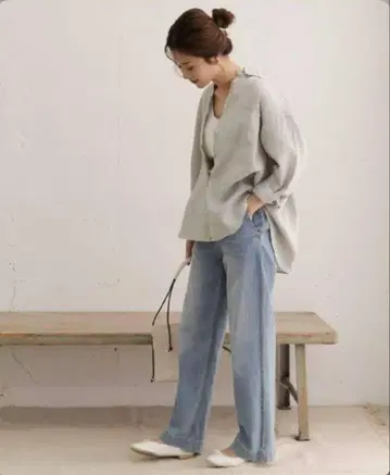URBAN RESEARCH DOORS 린넨 와이드 셔츠