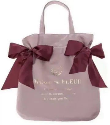 Maison de FLEUR 더블 리본 토트백 핑크