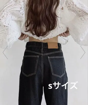 Thevon S 사이즈 yuna 데님 하이 웨스트 스트레이트 데님 팬츠