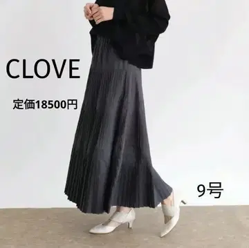 CLOVE 클로브 야마다야 차콜 그레이 플리츠 롱 스커트 M