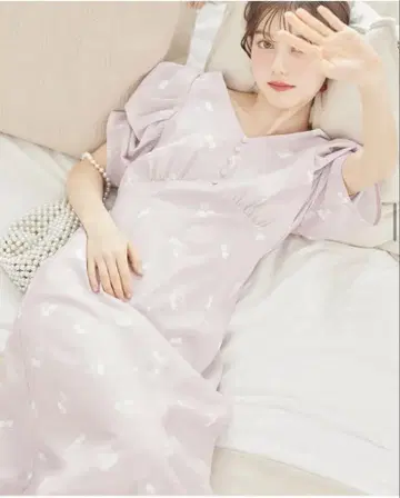 새상품 토코 소매 컨셔스 뒷면 리본 체리 무늬 원피스 핑크 데이트 귀여운