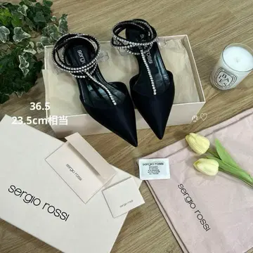 세르지오로시 비쥬 앵클 스트랩 뮬 36.5 플랫 펌프스