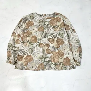 루이샨탄 꽃무늬 노카라 블라우스 백 버튼 핑크
