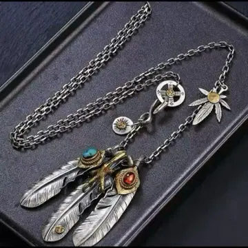 새상품 페더 목걸이 보헤미안 깃털 모티브 목걸이