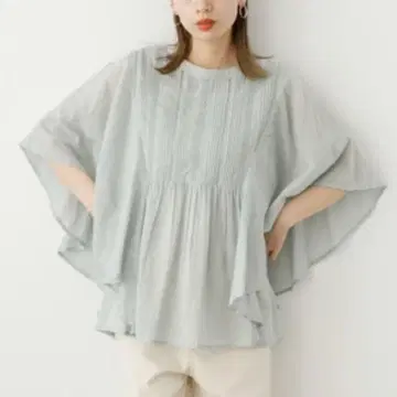 새상품 Sunny Label 핀턱 레이스 버터플라이 슬리브 블라우스 민트