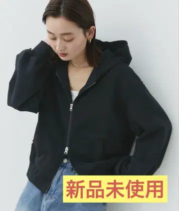 더블 지퍼 후드티 블랙