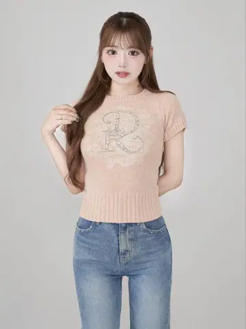 Darich DR 비쥬 플라워 니트 탑 pink