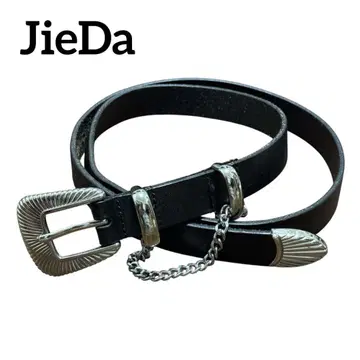 JieDa 지에다 LETHER WESTERN BELT 블랙