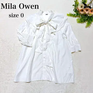 Mila Owen 미라 오웬 오분 소매 블라우스 리본 보타이 프릴