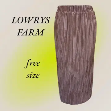 LOWRYS FARM 플리츠 스커트 광택감 골드 계열 프리 사이즈