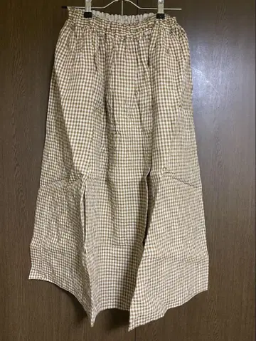 ICHI Antiquites 깅엄 체크 린넨 스커트