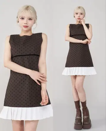 darich 다리치 플로키 도트 슬리브리스 미니 원피스
