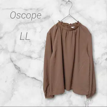 Oscope 목에 프릴이 달린 셔츠 블라우스 LL 브라운 오피스