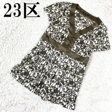 23구 23KU 반팔 튜닉 브라운 올 패턴 44 B599