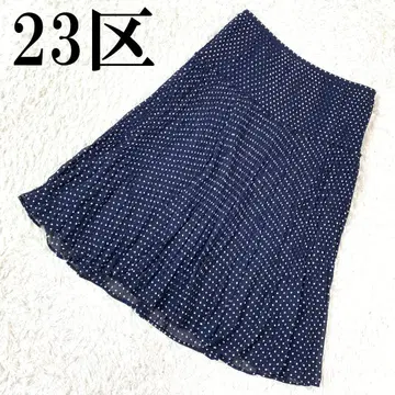 23구 23KU 플리츠 플레어 스커트 네이비 도트 38 B600