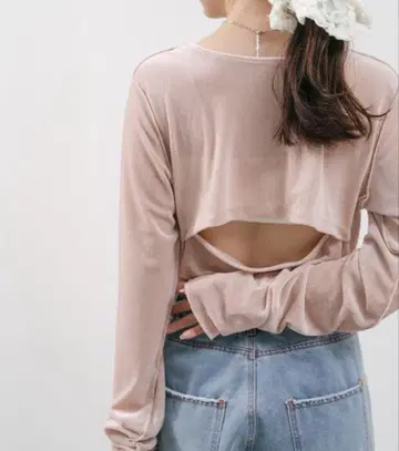 Kastane 백 오픈 핑크 긴팔 상의