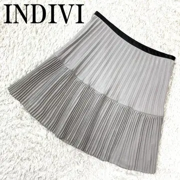 택 포함 새상품 INDIVI 인디비 플리츠 스커트 그레이 M B603