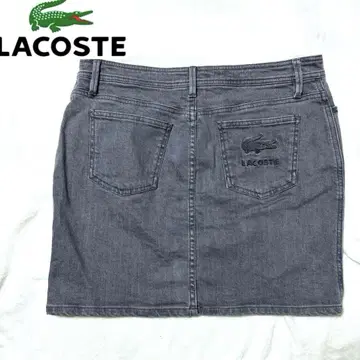 LACOSTE 라코스테 데님 미니 스커트 악어 자수 빅 로고 그레이 40