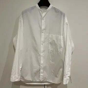 그라프 페이퍼 오버 사이즈 밴드 카라 오브로드 셔츠 화이트