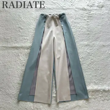 라디에이트 새상품급 본딩 이종소재 도킹 플리츠 이지 팬츠