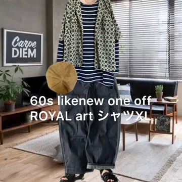 60년 빈티지 로얄 아트 빅 루즈 박스 셔츠 XL