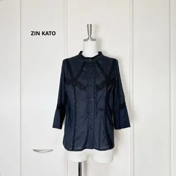 ZIN KATO 진카토 프릴 레이스 자수 코튼 블라우스 40