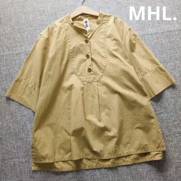 MHL 최근 모델 풀오버 밴드 카라 셔츠 박스 실루엣 M~L