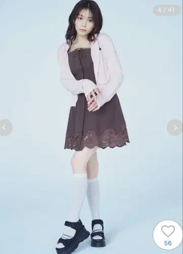 snidel 레이스 트림 코튼 미니 원피스