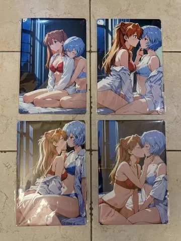 에반게리온 아스카 랑그레이와 아야나미 레이 양철 간판 4장