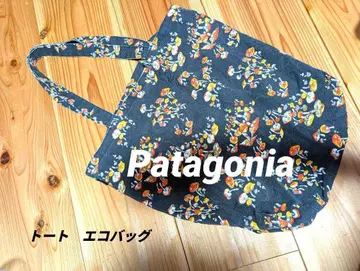 Patagonia 버섯 패턴 블랙 코튼 토트백