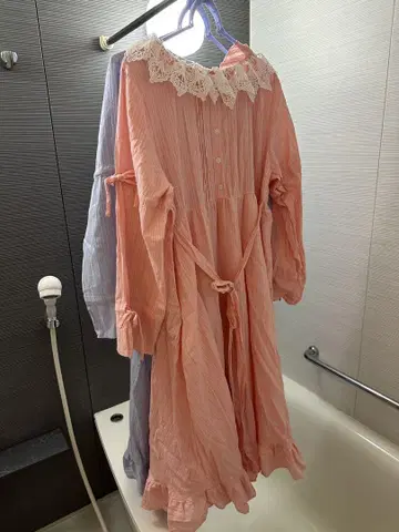 긴팔 레이스 옷깃 롱 원피스 2색 세트