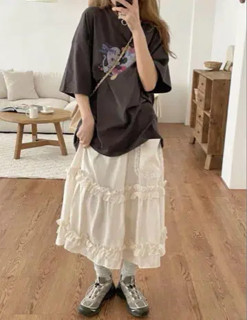 NUGU LINENNE Samoyed 매력적인 레이스 스커트