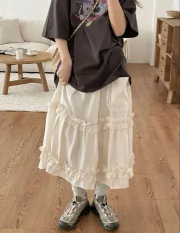 NUGU LINENNE Samoyed 매력적인 레이스 스커트