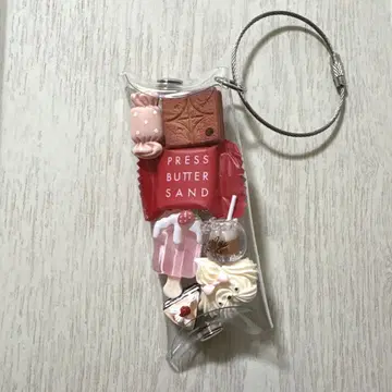 가챠 파우치 프레스 버터 샌드 숏 케이크 딸기 카페 라떼 핑크
