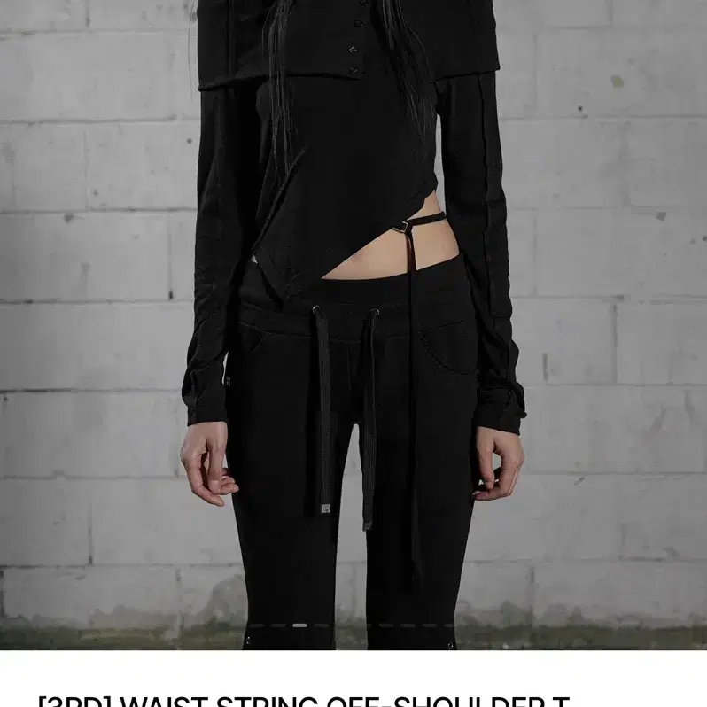 [BOHEMSEO] ★ WAIST STRING OFF-SHOULDER T 3/13発送 [BOHEMIAN SEOUL] WAIST STRING OFF-SHOULDER T, BLACK