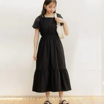 flower 백 리본 원피스 블랙 블랙
