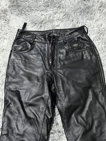 할리데이비슨 천연 가죽 블랙 플레어 팬츠